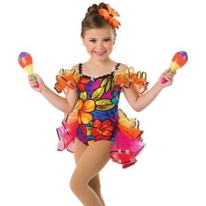 Dance Costume Wish Come True 19077 Large Child Orange Jazz Tap Sequins Latin